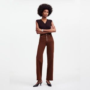 NWOT Madewell Perfect Vintage Wide Leg Button Front Jeans in Dark Coffee